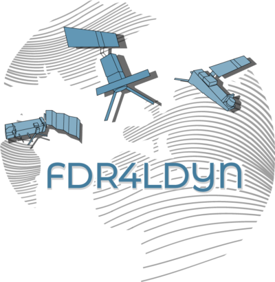 Logo of the FDR4LDYN project showing ERS, Metop and Metop-SG satellites